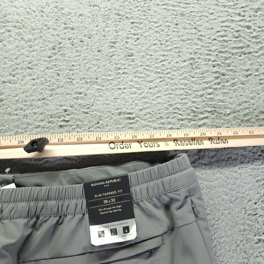 Banana Republic Pant Mens 38x28 Gray Polyester Golf Tapered Slim Sports Stretch